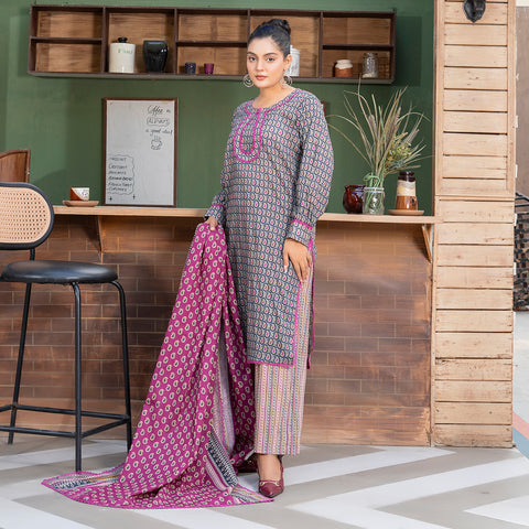 Purple Printed Lawn 3pc(lg 47)