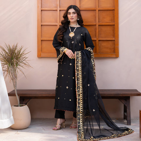 HMD BLACK RAW SILK 3pc Lg38