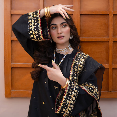 HMD BLACK RAW SILK 3pc Lg38