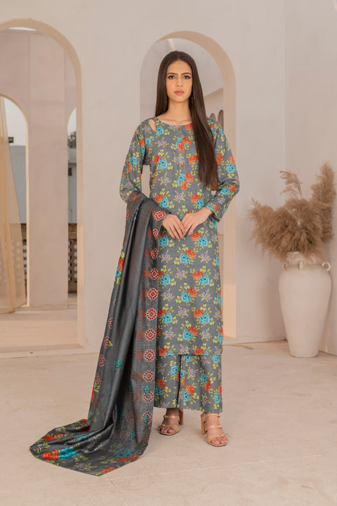 KHDR Grey Prints 3 pc Stitched