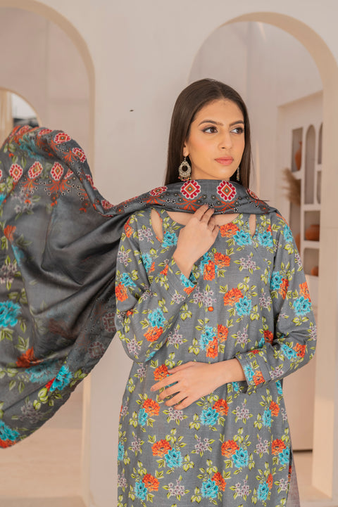 KHDR Grey Prints 3 pc Stitched