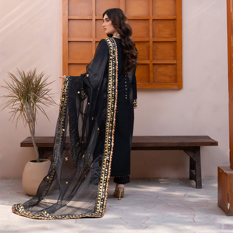 HMD BLACK RAW SILK 3pc Lg38