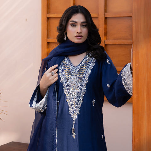 HMB BLUE RAW SILK 3pc  Lg41