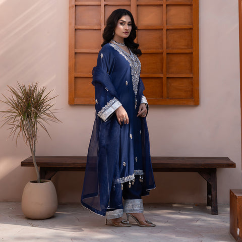 HMB BLUE RAW SILK 3pc  Lg41
