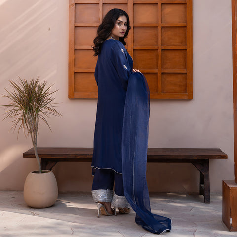 HMB BLUE RAW SILK 3pc  Lg41