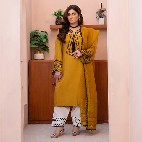 HMD MUSTARD RAW SILK 3pc Lg40