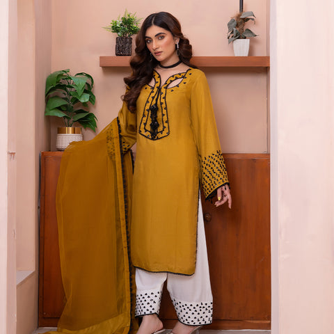 HMD MUSTARD RAW SILK 3pc Lg40