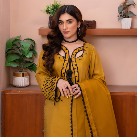 HMD MUSTARD RAW SILK 3pc Lg40
