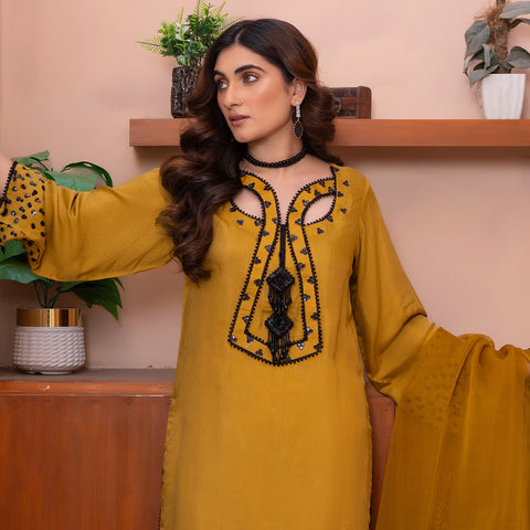 HMD MUSTARD RAW SILK 3pc Lg40