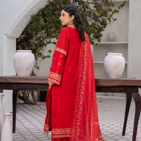 3pc Red Embroidered Lg29