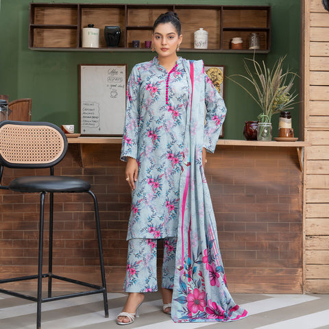 Blue Printed Lawn 3pc(lg 48)