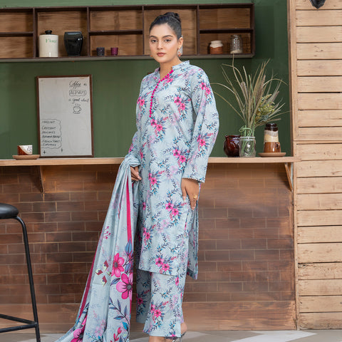 Blue Printed Lawn 3pc(lg 48)