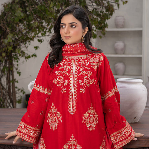 3pc Red Embroidered Lg29