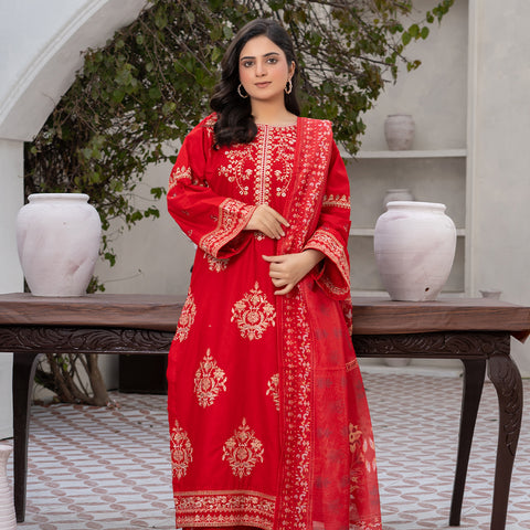3pc Red Embroidered Lg29