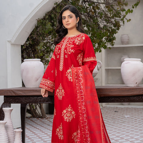 3pc Red Embroidered Lg29