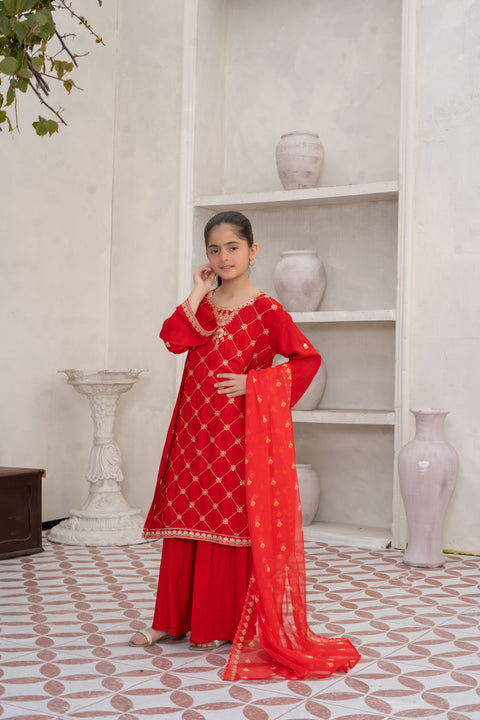 Raw Silk 3pc Red