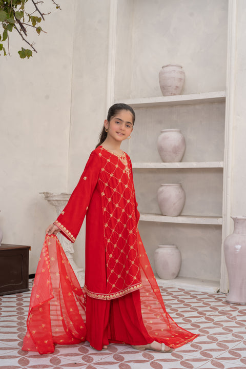 Raw Silk 3pc Red