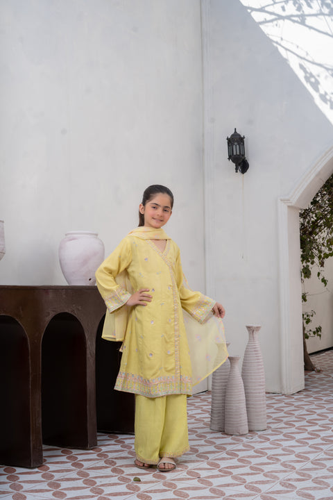 Raw Silk 3pc Lime yellow