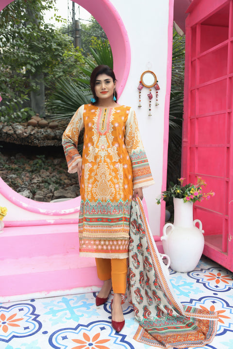 Embroidered Prints 3pc