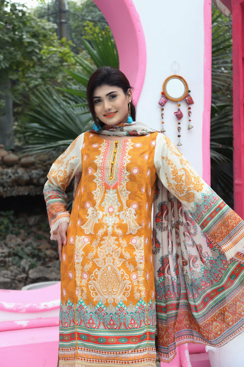 Embroidered Prints 3pc