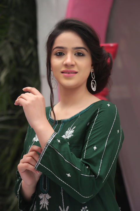 GREEN 2PC EMBROIDERED