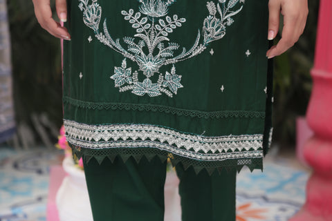GREEN 2PC EMBROIDERED