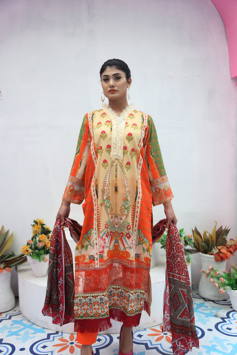 Embroidered Prints 3pc