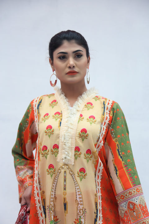 Embroidered Prints 3pc