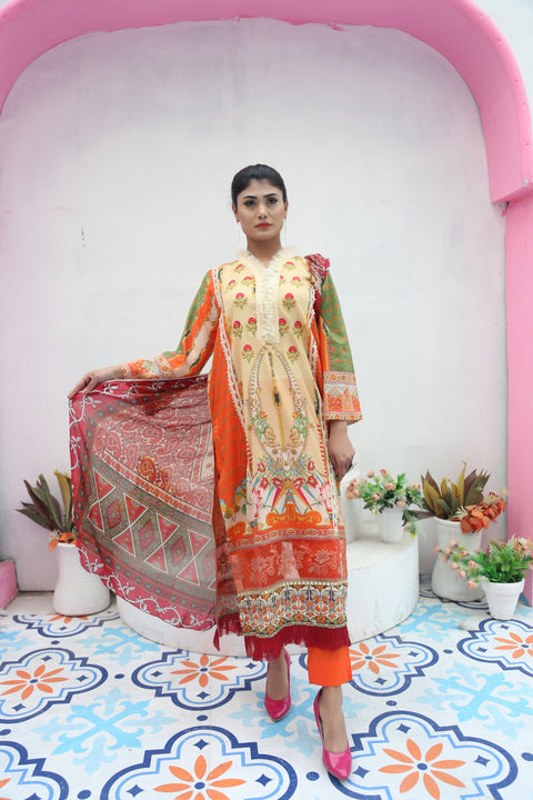 Embroidered Prints 3pc