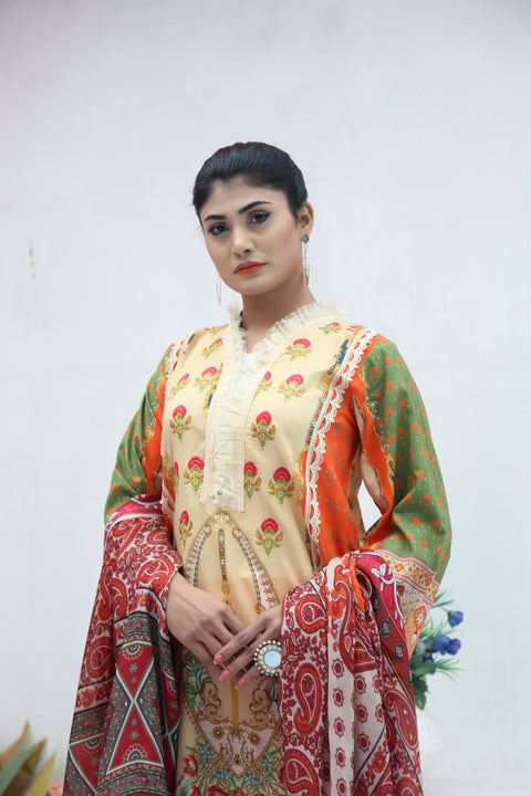 Embroidered Prints 3pc