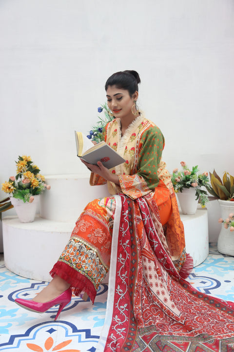 Embroidered Prints 3pc