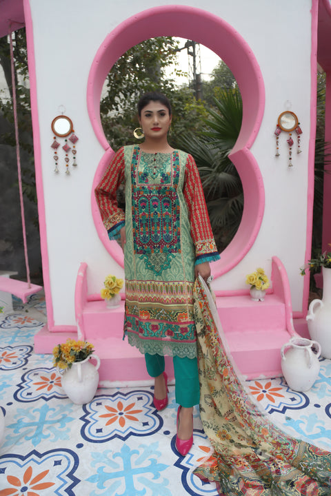 Embroidered Prints 3pc