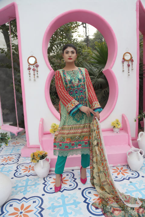 Embroidered Prints 3pc