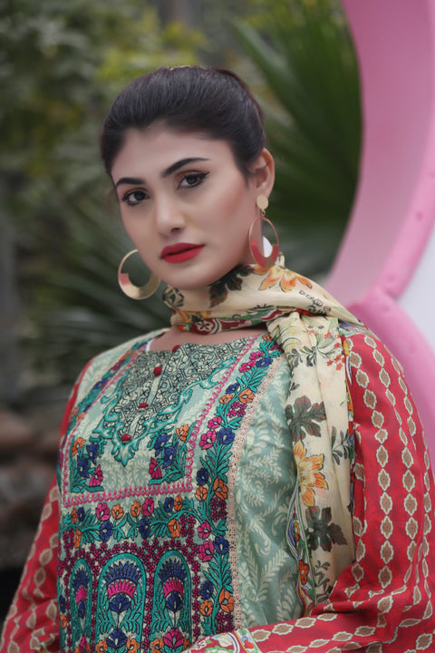 Embroidered Prints 3pc