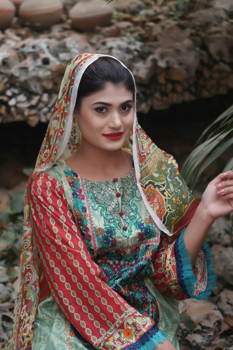 Embroidered Prints 3pc