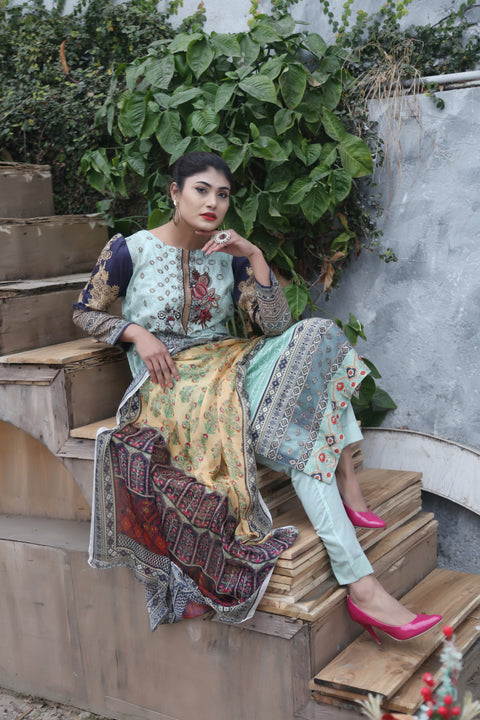 Embroidered Prints 3pc