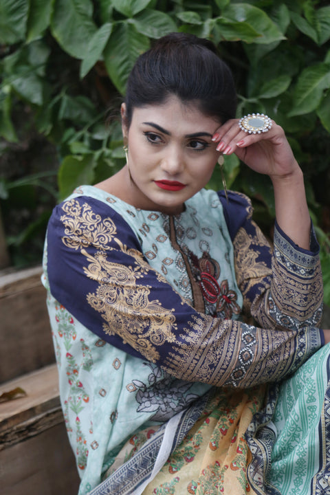 Embroidered Prints 3pc