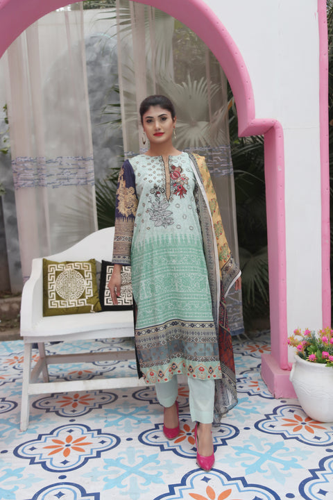 Embroidered Prints 3pc