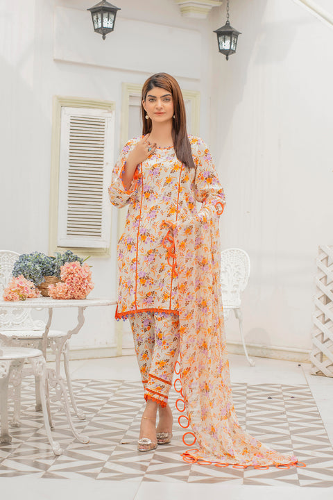 Lawn 3pc Print Unstitched Creami Base (P-000200)