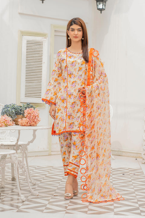 Lawn 3pc Print Unstitched Creami Base (P-000200)