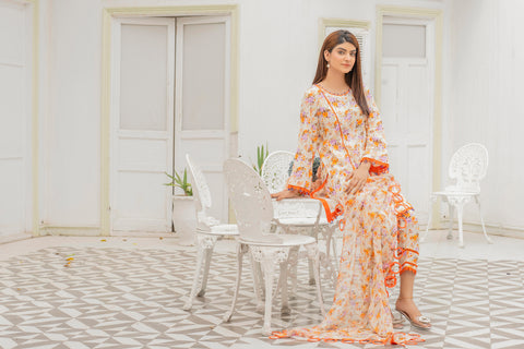 Lawn 3pc Print Unstitched Creami Base (P-000200)