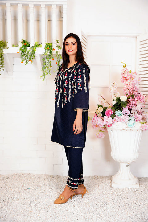 EMBRODERED 2 PC SUIT - 09