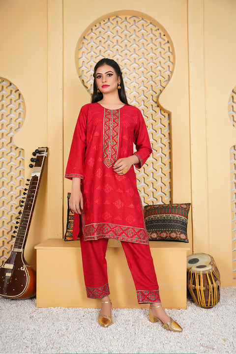 EMBRODERED 2 PC SUIT - 04
