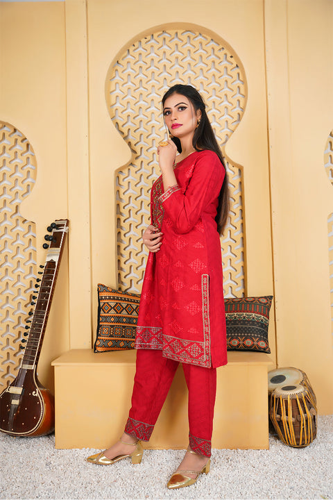 EMBRODERED 2 PC SUIT - 04