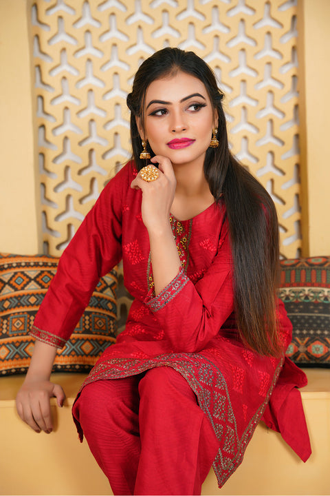 EMBRODERED 2 PC SUIT - 04