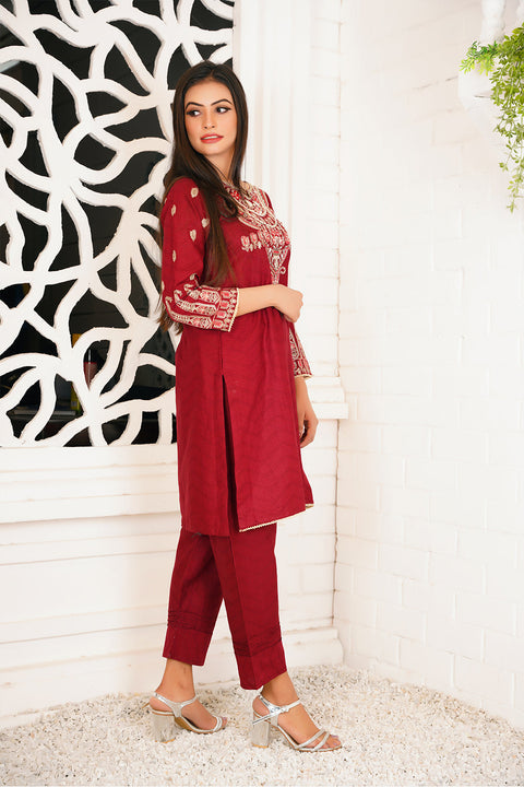 EMBRODERED 2 PC SUIT - 08