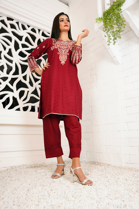 EMBRODERED 2 PC SUIT - 08