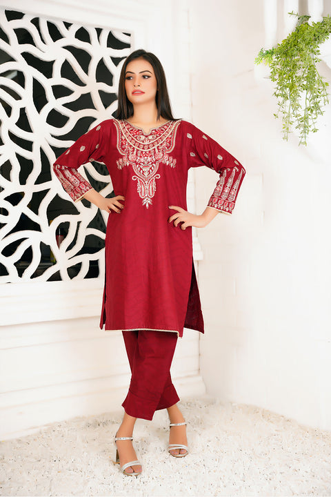 EMBRODERED 2 PC SUIT - 08